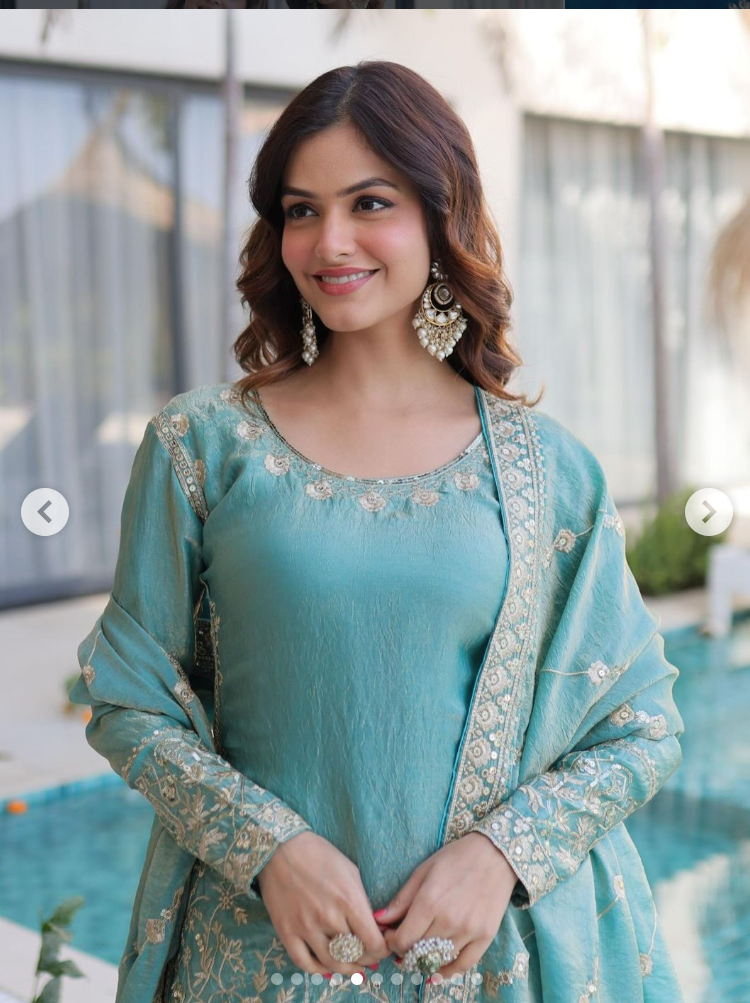 Kurti - Fendi Crush with Zari & Sequins Embroidered wo