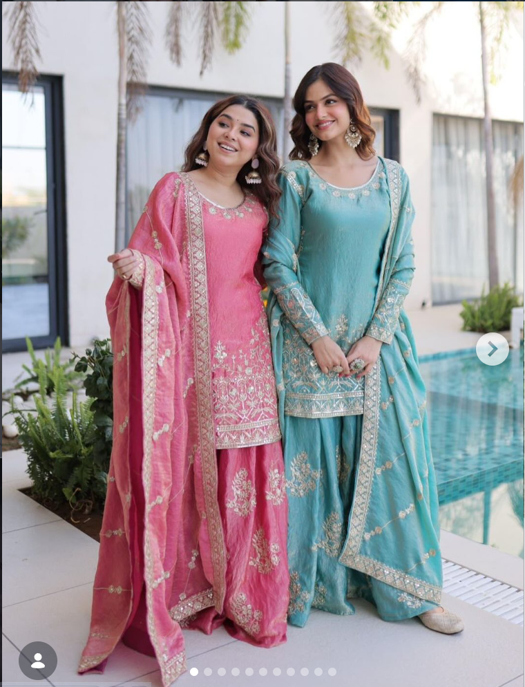 Kurti - Fendi Crush with Zari & Sequins Embroidered wo